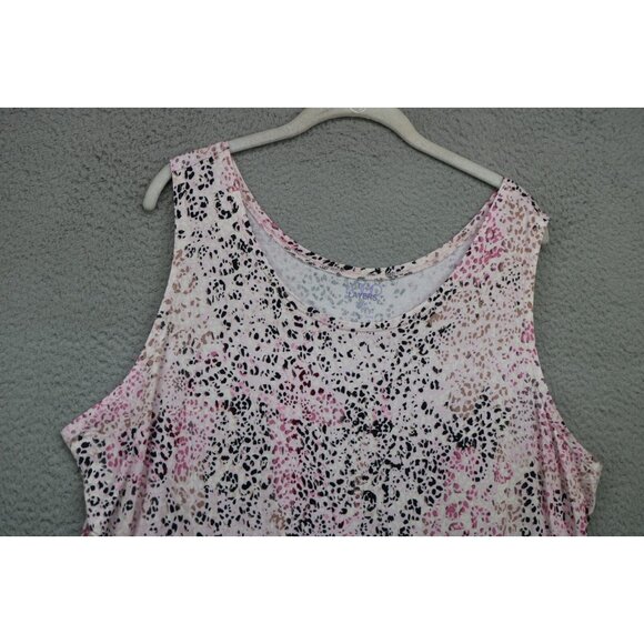 Logo Layers Sleeveless Viscose Tunic-Pleated Hem-3X-Animal Print-Soft - Picture 4 of 10